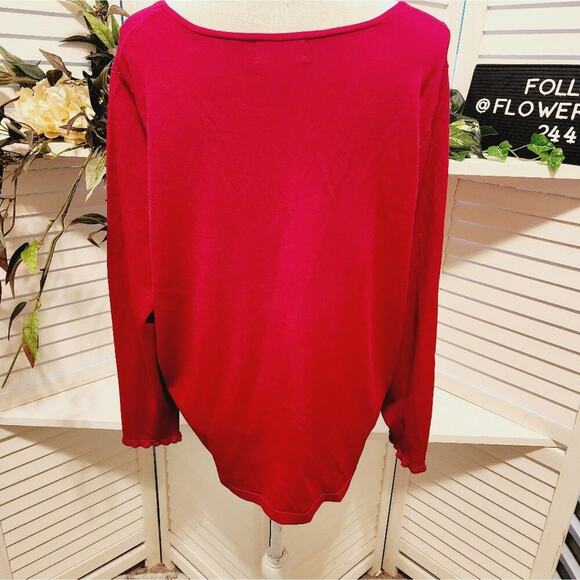 CHARTER CLUB RED V NECK SWEATER SIZE 1X - Picture 3 of 5